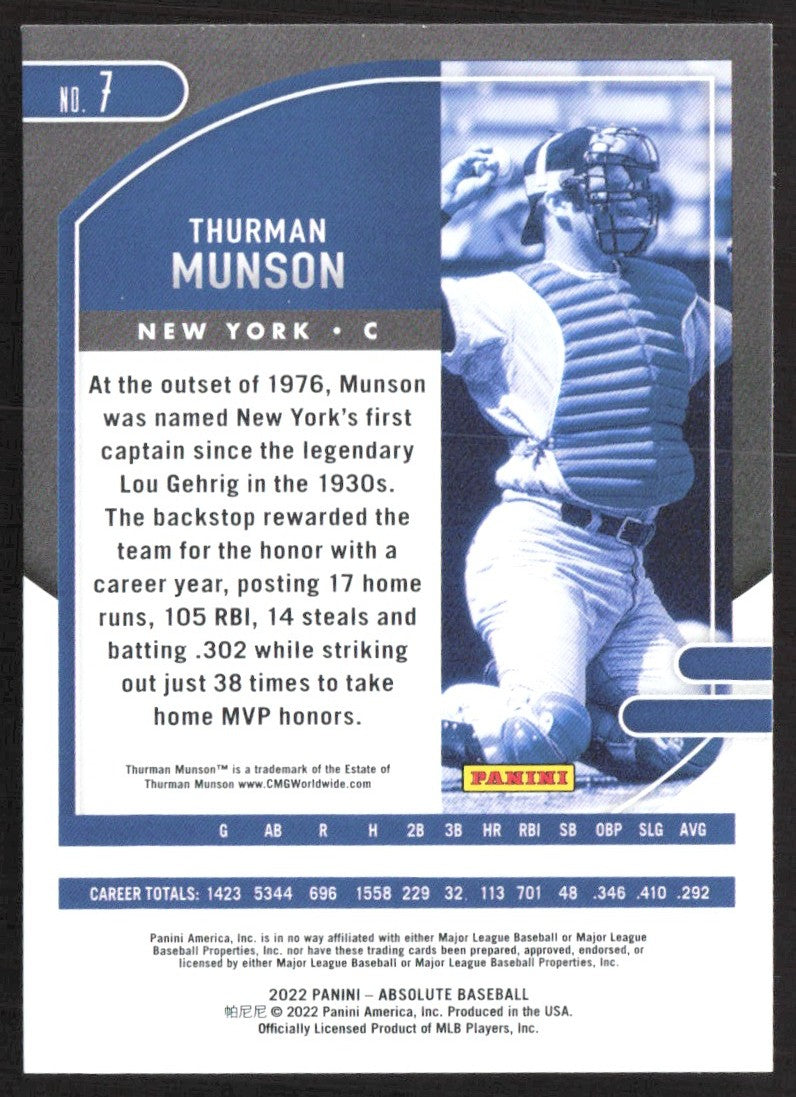2022 Panini Absolute 7 Thurman Munson
