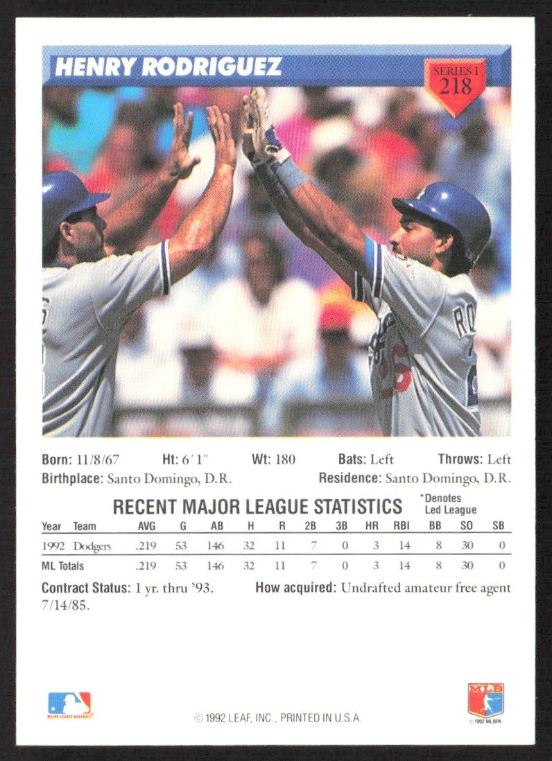 1993 Donruss 218 Henry Rodriguez