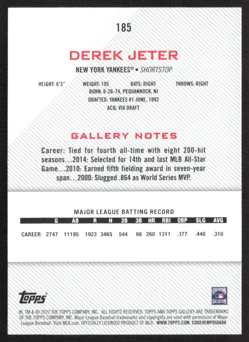 2022 Topps Gallery 185 Derek Jeter