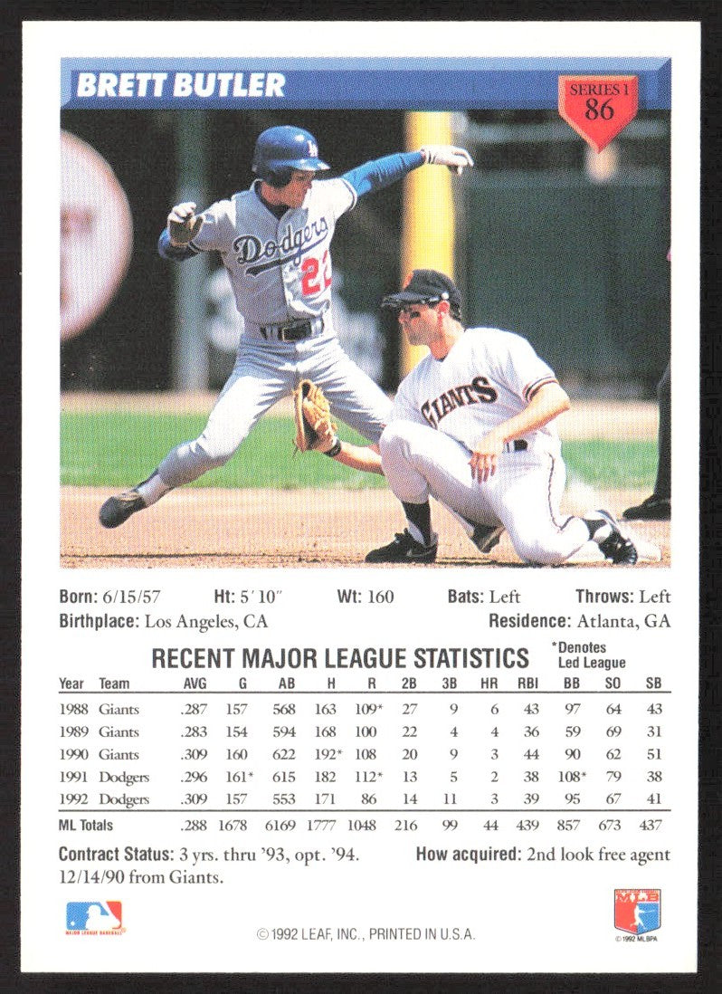 1993 Donruss 86 Brett Butler