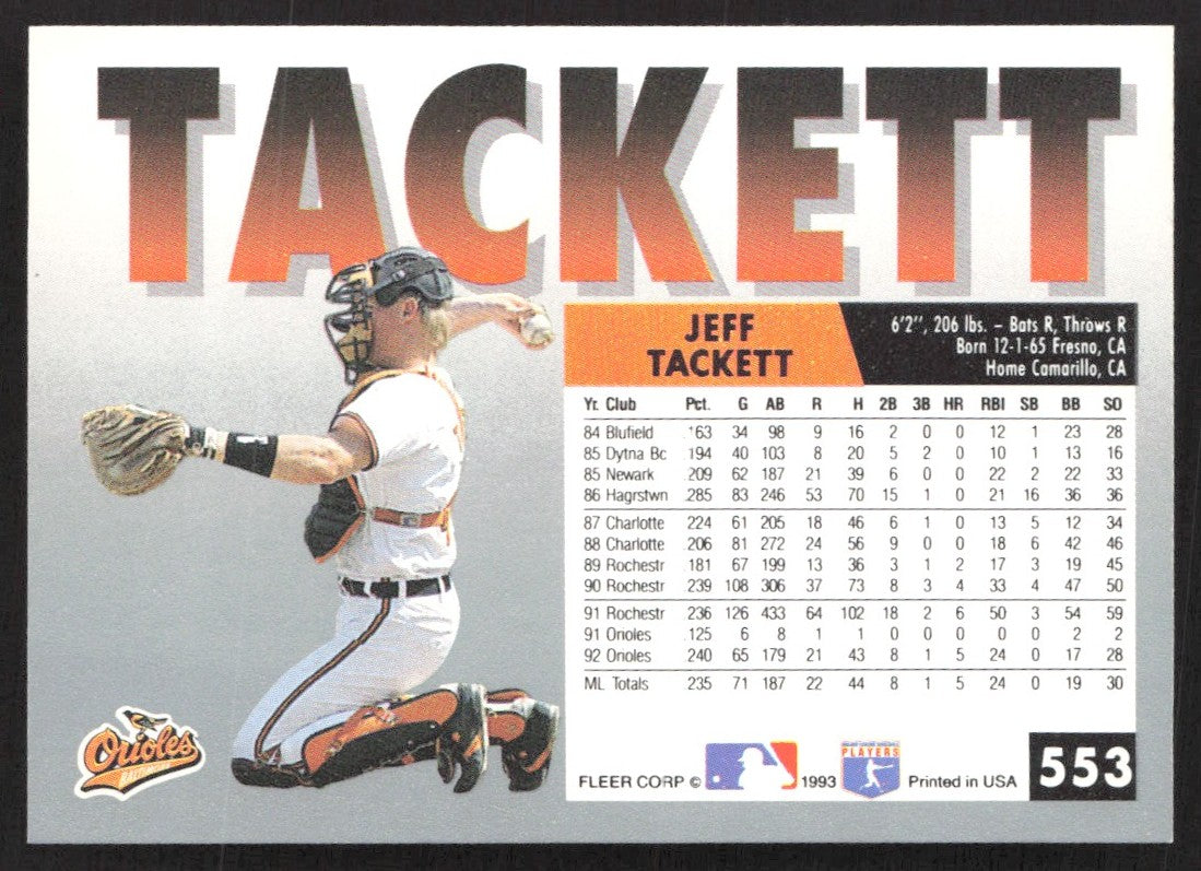 1993 Fleer 553 Jeff Tackett