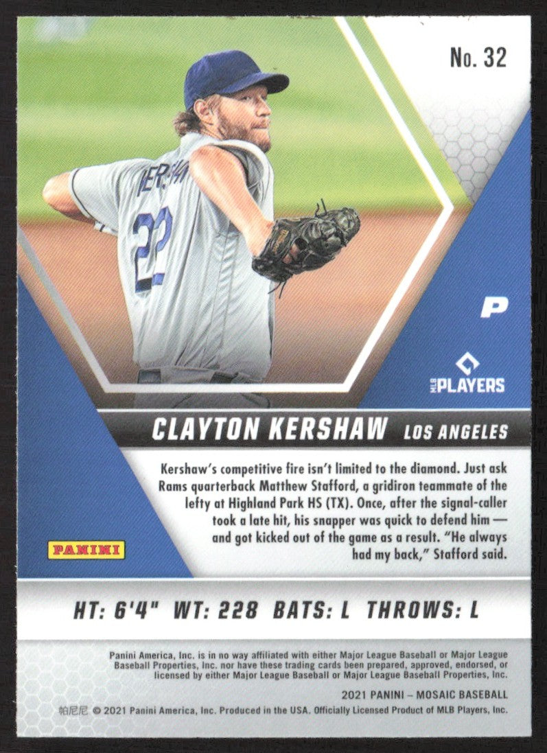 2021 Panini Mosaic 32 Clayton Kershaw