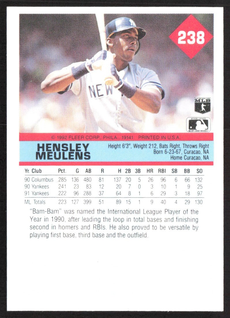 1992 Fleer 238 Hensley Meulens