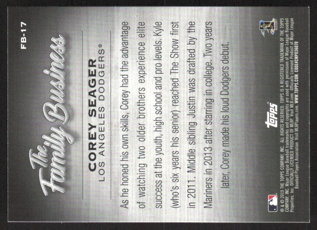 2019 Topps Update The Family Business FB-17 Corey Seager