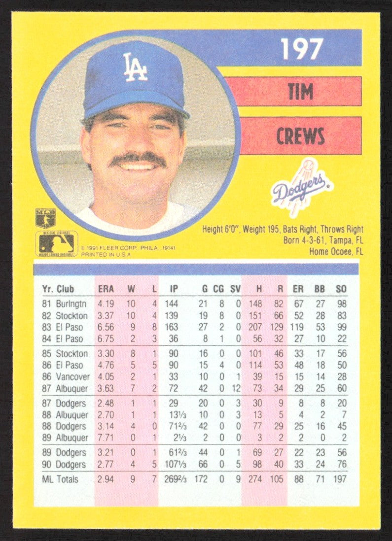 1991 Fleer 197 Tim Crews