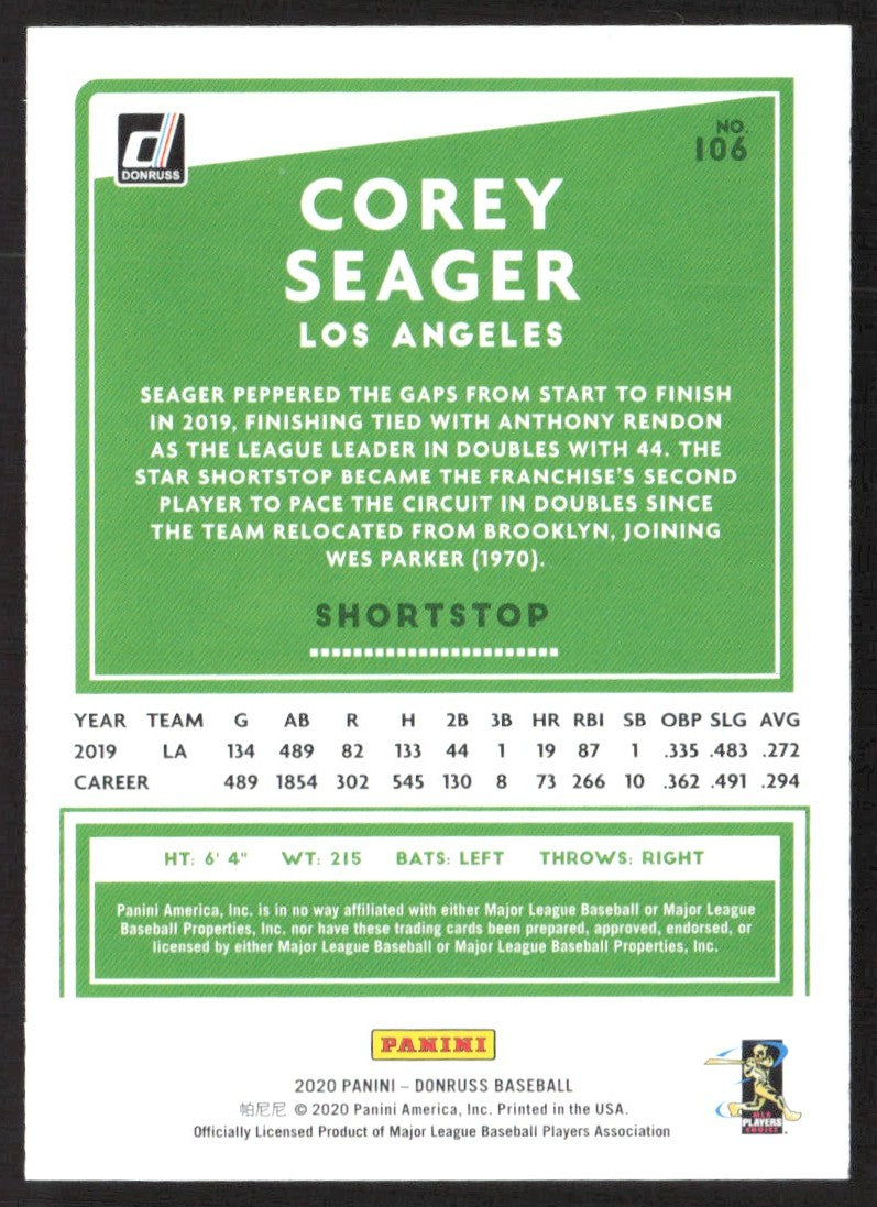 2020 Donruss 106 Corey Seager