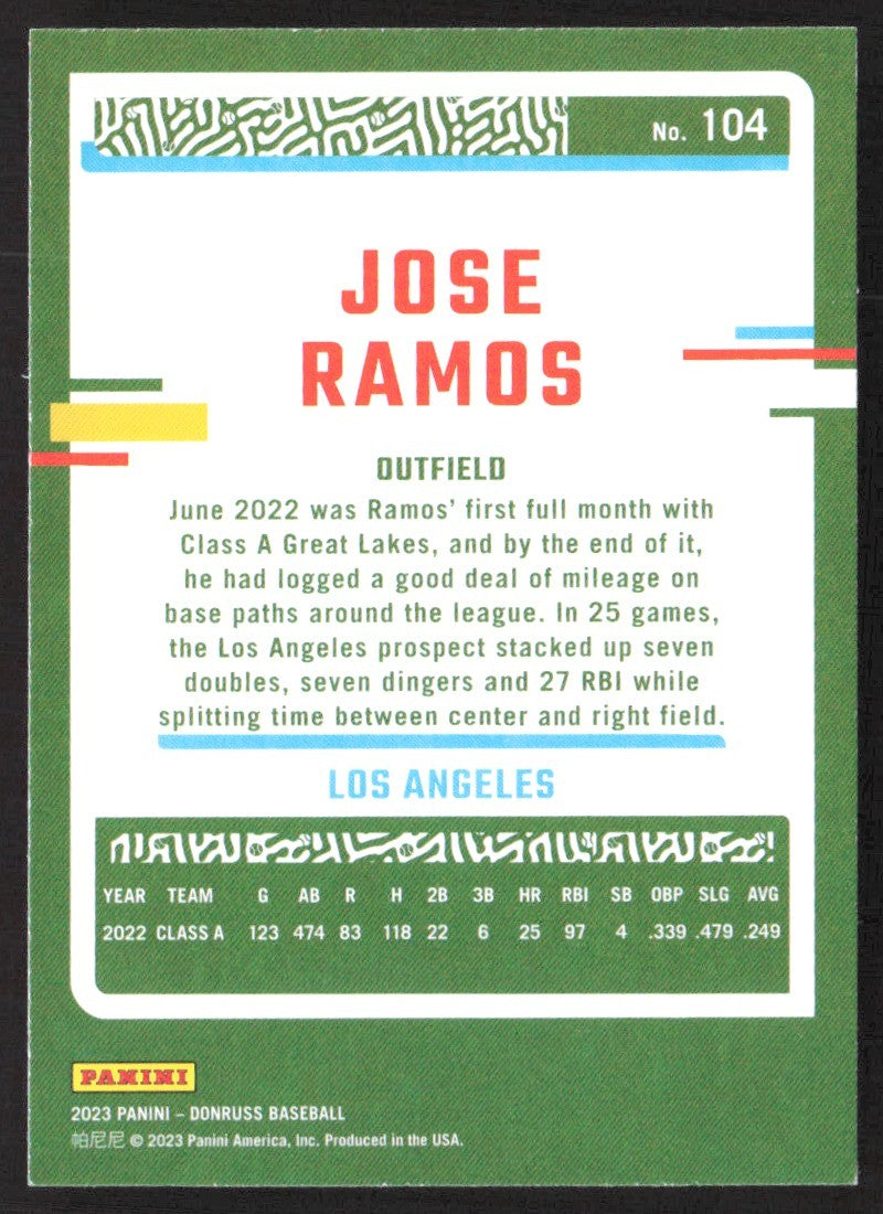 2023 Donruss Holo Blue 104 Jose Ramos