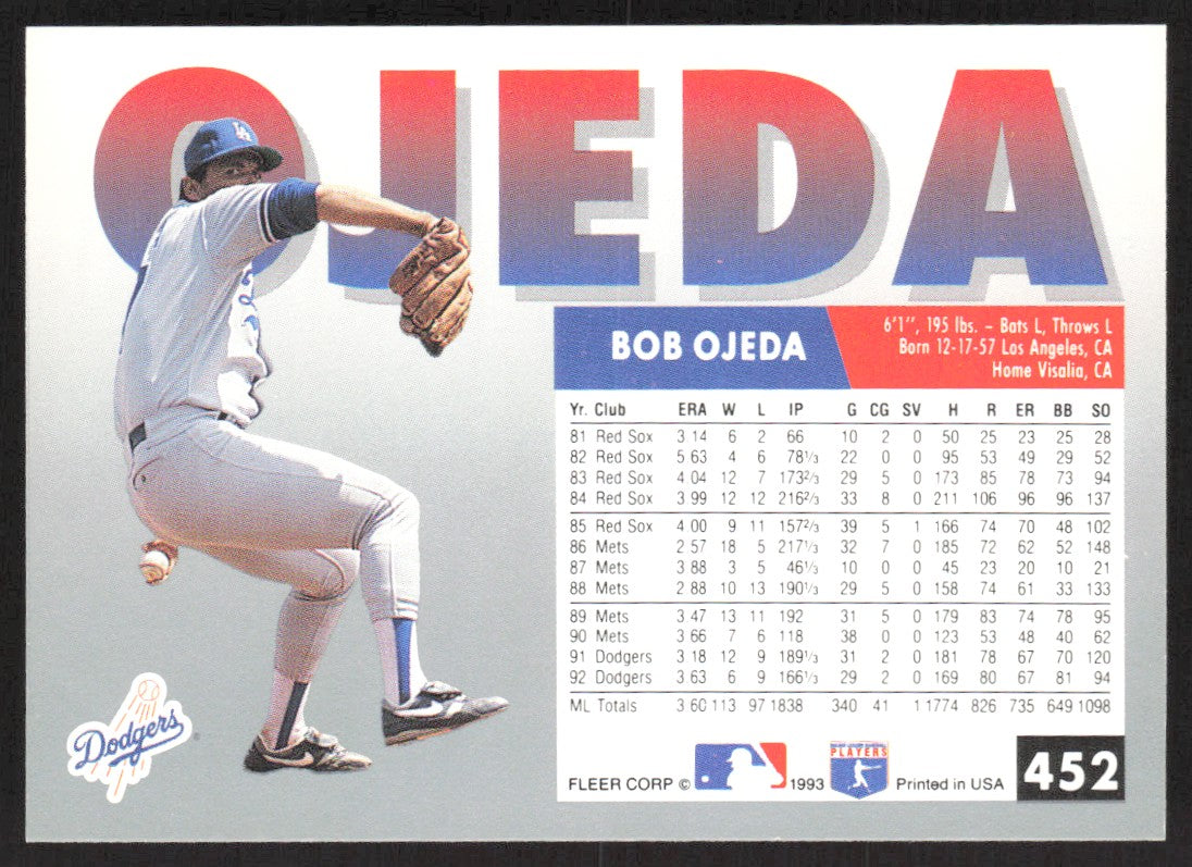 1993 Fleer 452 Bob Ojeda