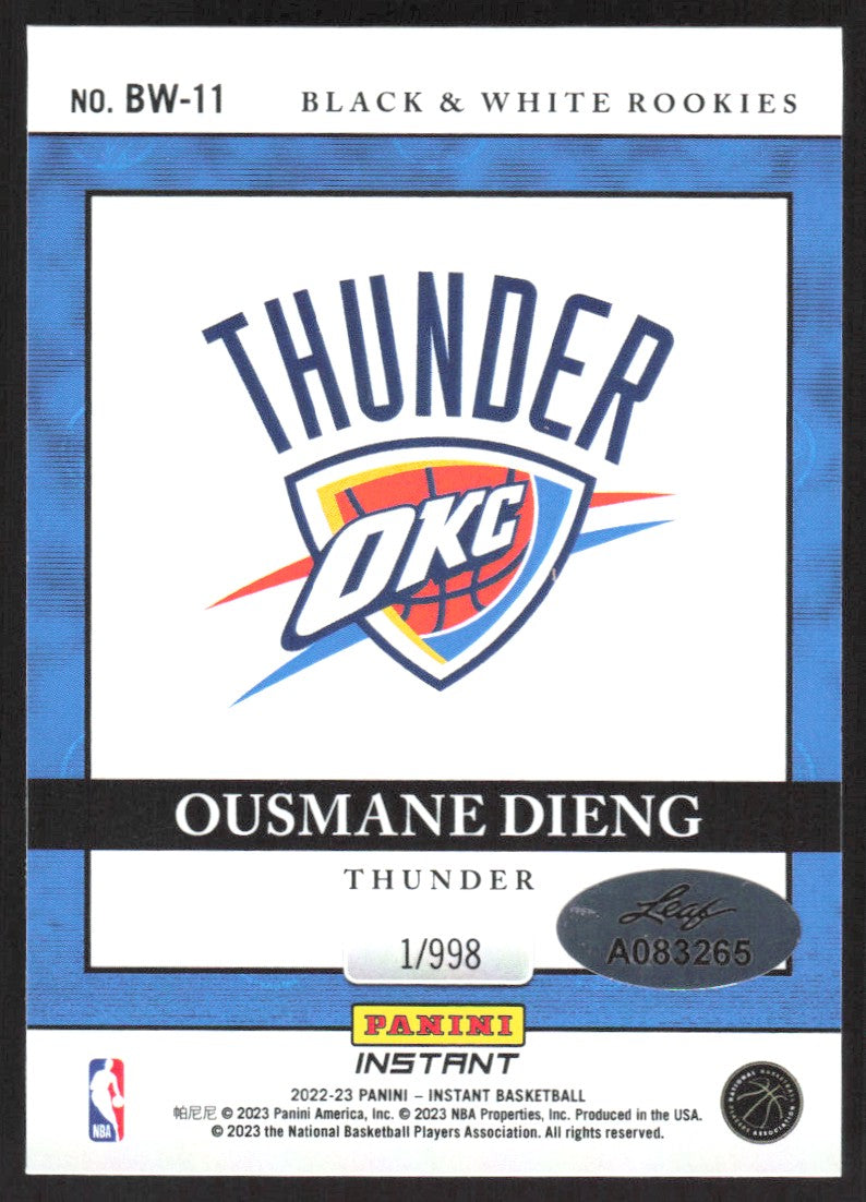 2022-23 Panini Instant NBA B&W Rookies Ousmane Dieng #BW-11 Autographed