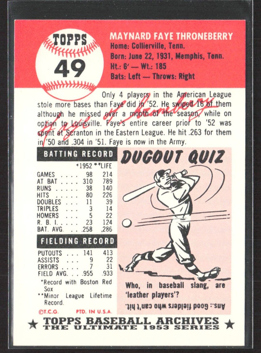 1991 Topps Archives 1953 Faye Throneberry #49