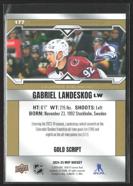 2024-25 Upper Deck MVP Gabriel Landeskog Gold Script #177