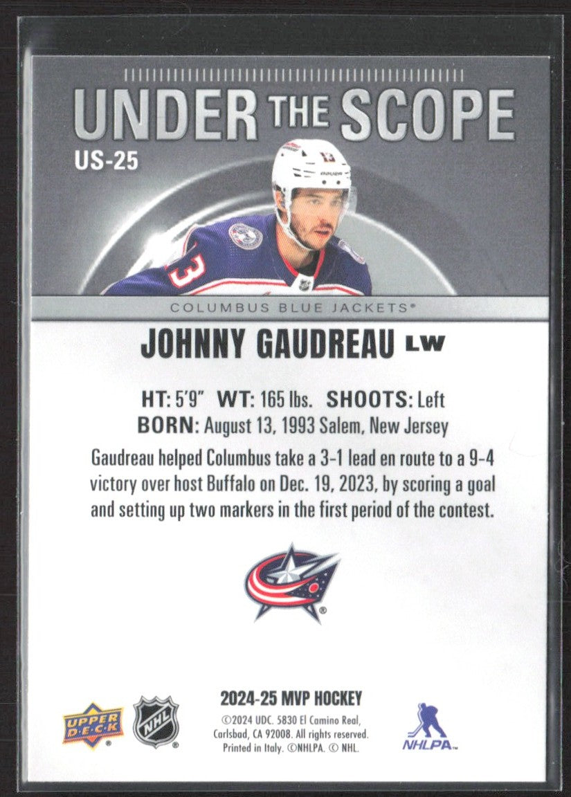 2024-25 Upper Deck MVP Johnny Gaudreau Under the Scope #US-25