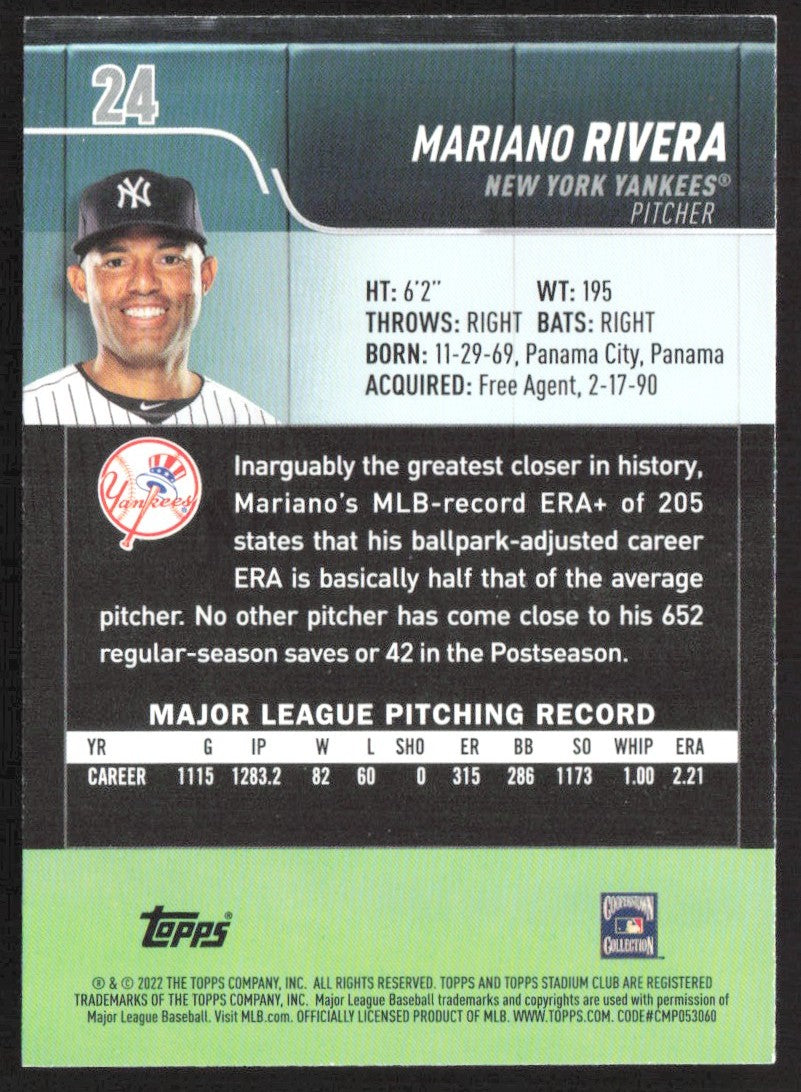 2022 Stadium Club 24 Mariano Rivera