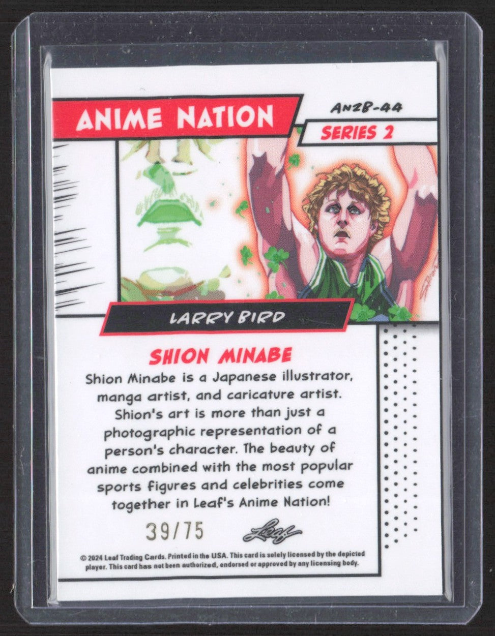 2024 Leaf Anime Nation Series 2 Larry Bird Blue #AN2B-44 #/75 SN