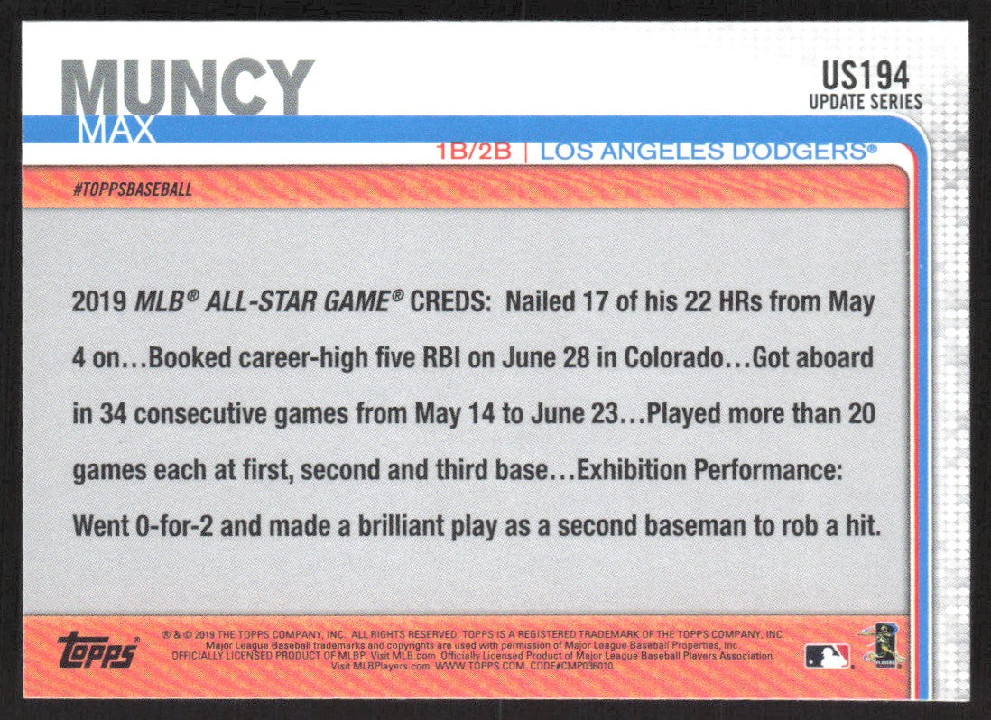 2019 Topps Update US194 Max Muncy