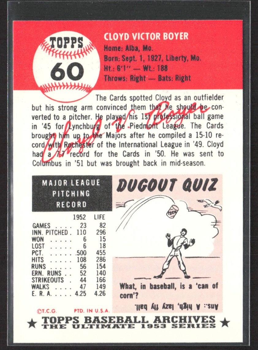 1991 Topps Archives 1953 Cloyd Boyer #60