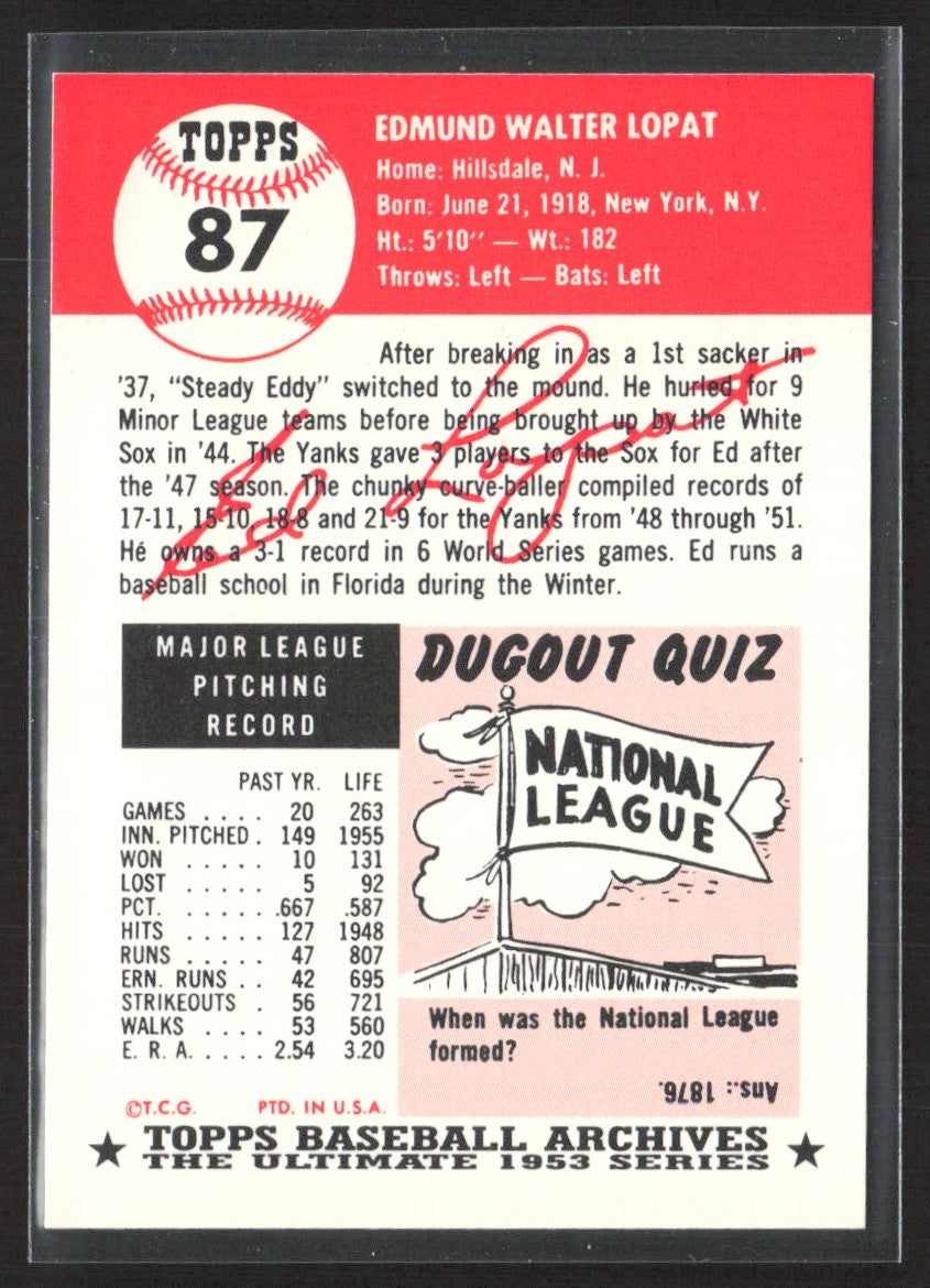 1991 Topps Archives 1953 Ed Lopat #87