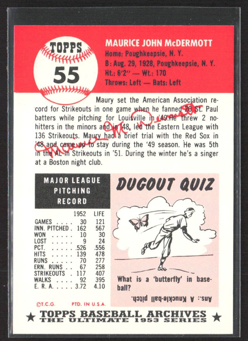 1991 Topps Archives 1953 Maurice McDermott #55