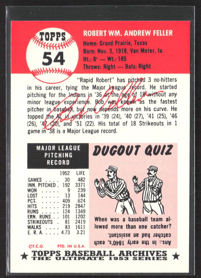 1991 Topps Archives 1953 Bob Feller #54