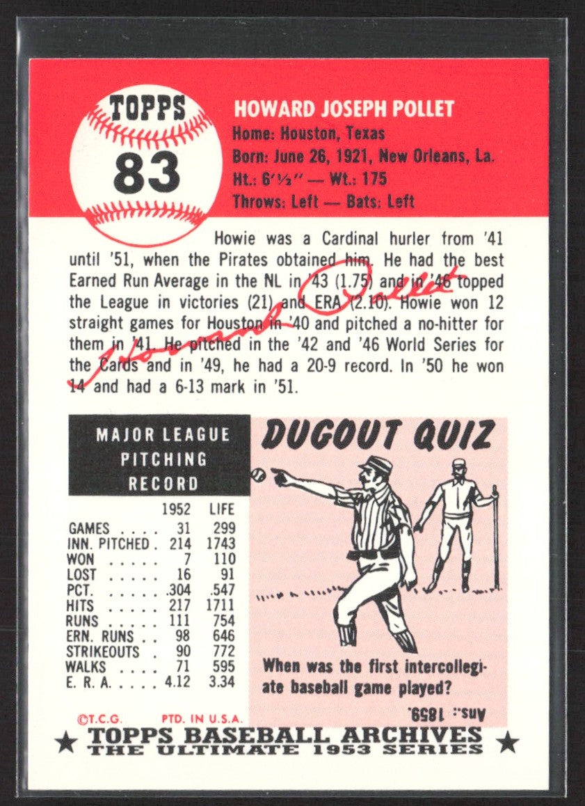 1991 Topps Archives 1953 Howie Pollet #83
