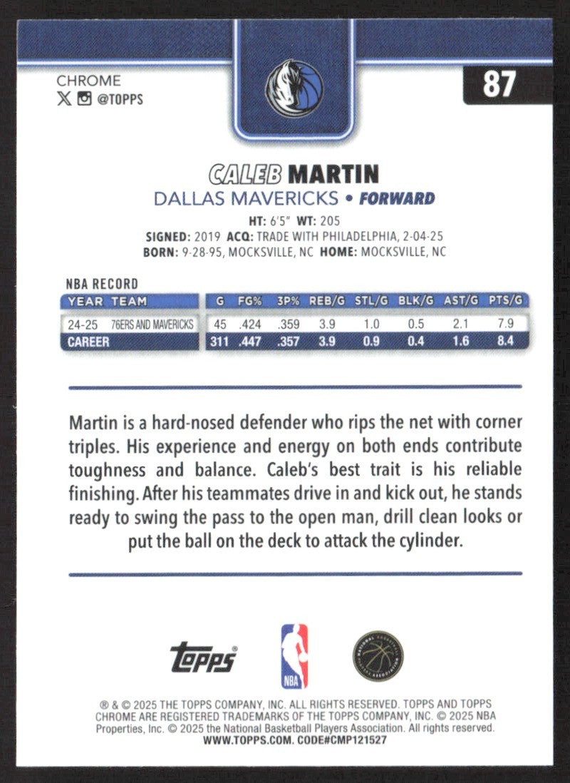 2025-26 Topps Chrome Caleb Martin Refractor #87