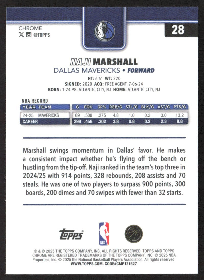 2025-26 Topps Chrome Naji Marshall #28