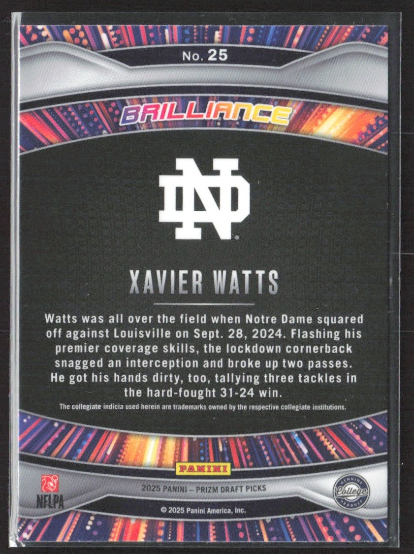 2025 Panini Prizm Draft Picks Xavier Watts Brilliance #25
