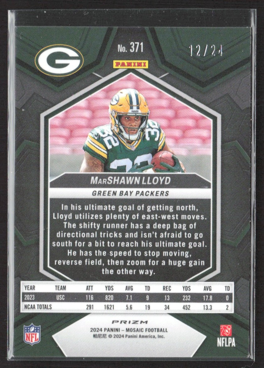2024 Panini Mosaic MarShawn Lloyd Gold Sparkle #371 #/24 SN