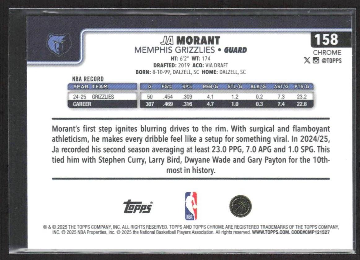2025-26 Topps Chrome Ja Morant #158