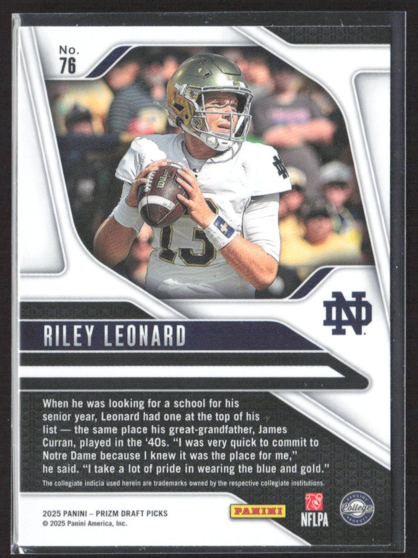 2025 Panini Prizm Draft Picks Riley Leonard Prizms Silver #76