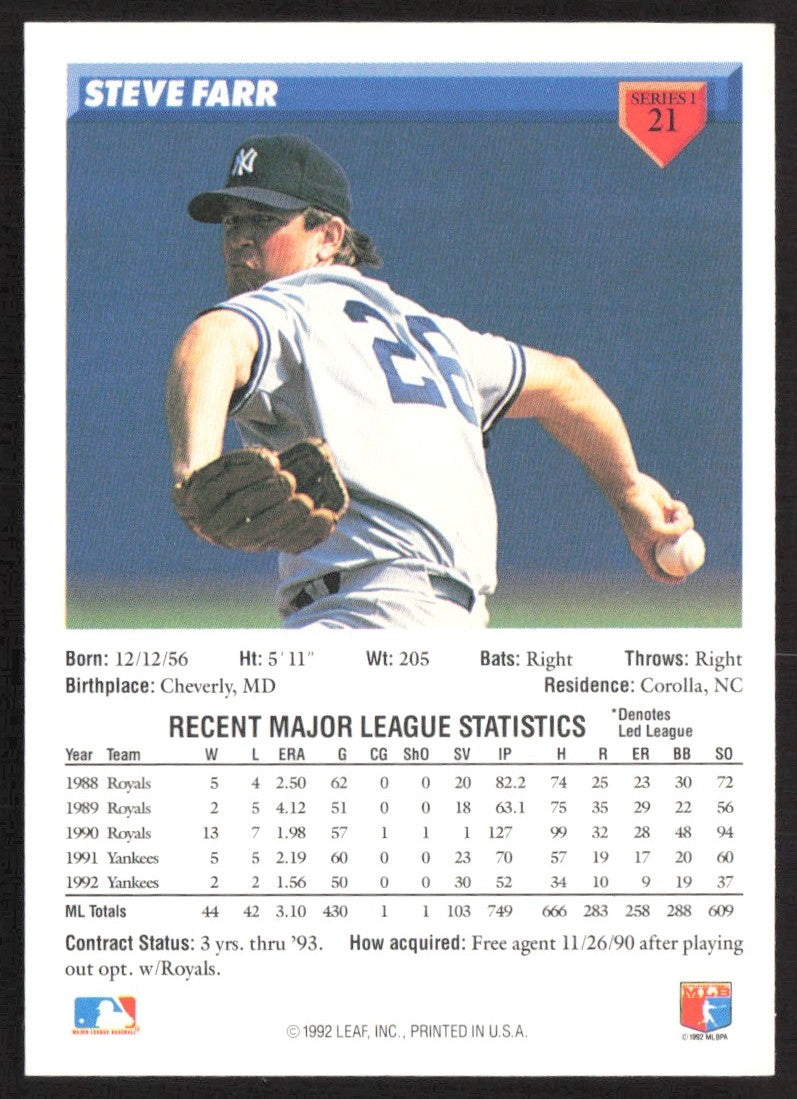 1993 Donruss 21 Steve Farr