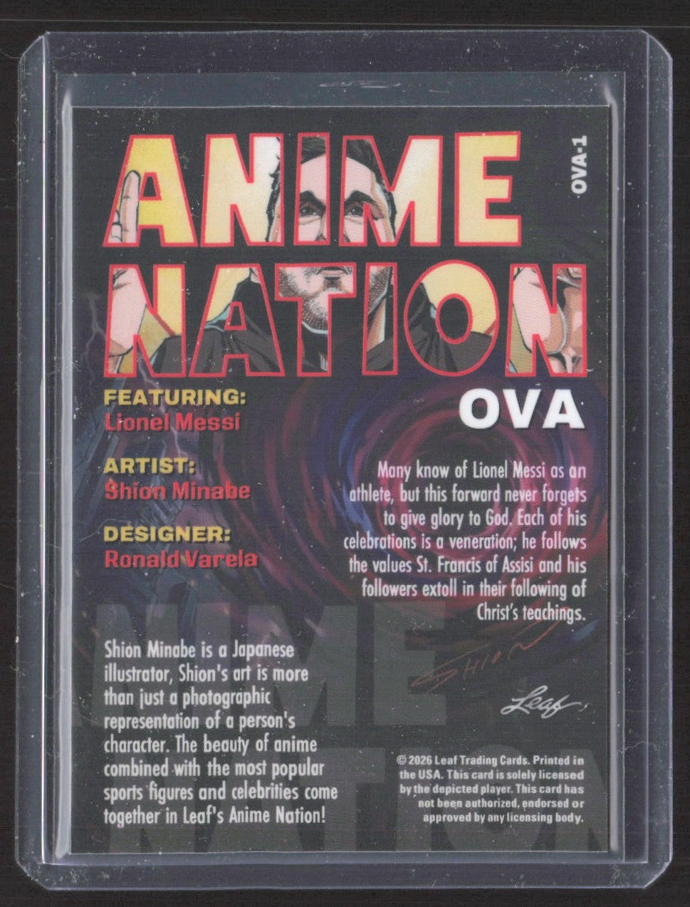 LIONEL MESSI 2026 Leaf Metal Chrome ANIME NATION OVA SILVER INTER MIAMI