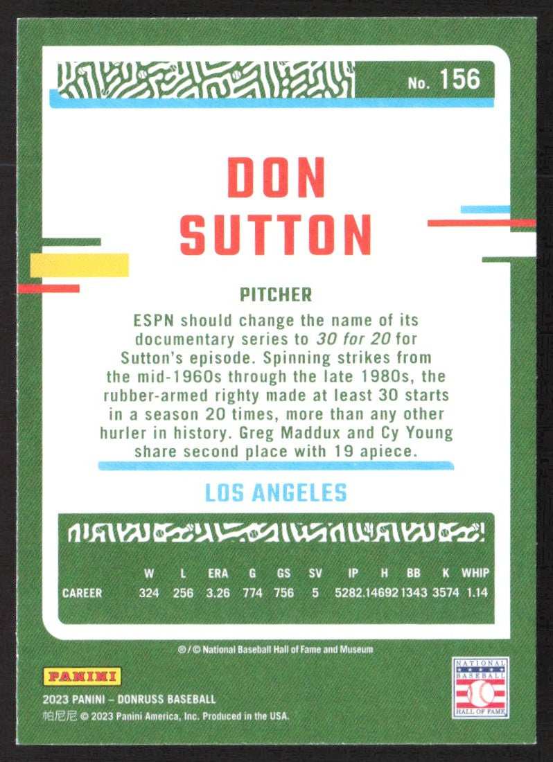 2023 Donruss Holo Blue 156 Don Sutton