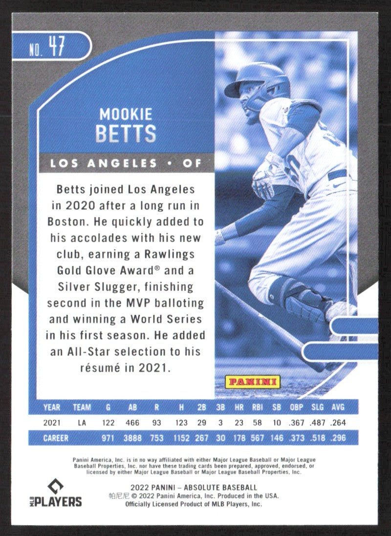 2022 Panini Absolute 47 Mookie Betts