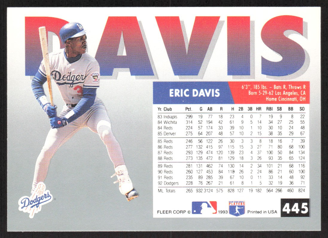 1993 Fleer 445 Eric Davis
