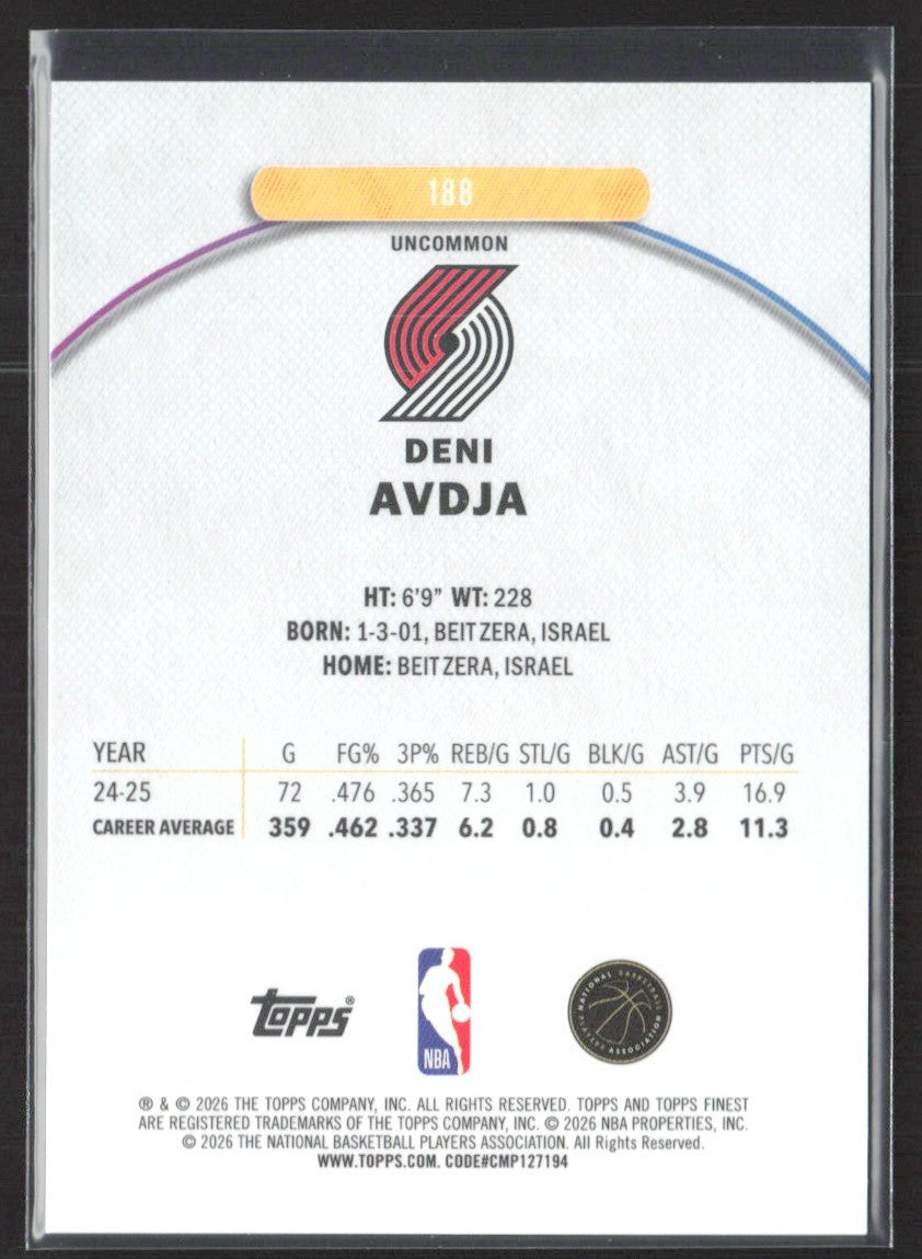 2025-26 Finest Deni Avdija Green Refractor #188 #/35 SN
