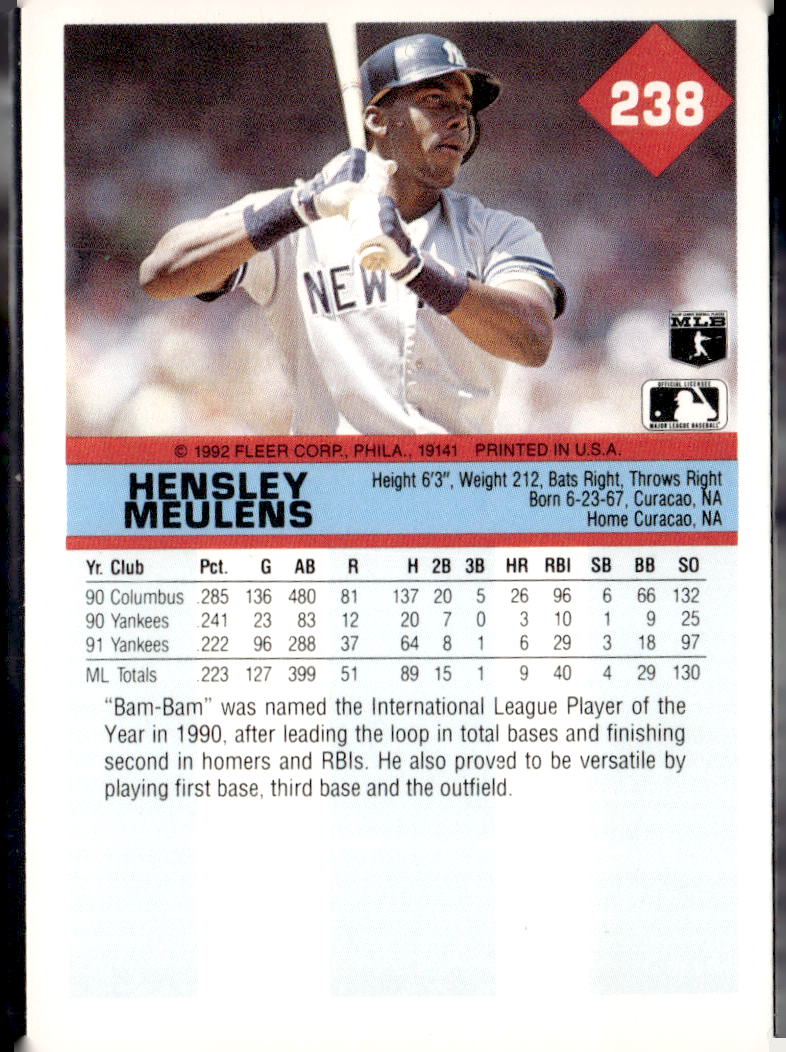 1992 Fleer #238 Hensley Meulens