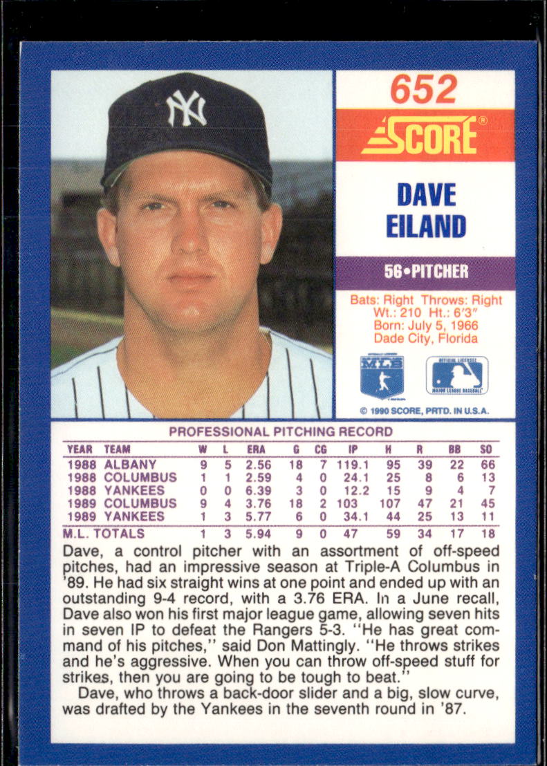 1990 Score Dave Eiland #652