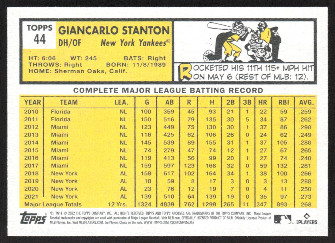 2022 Topps Archives 44 Giancarlo Stanton