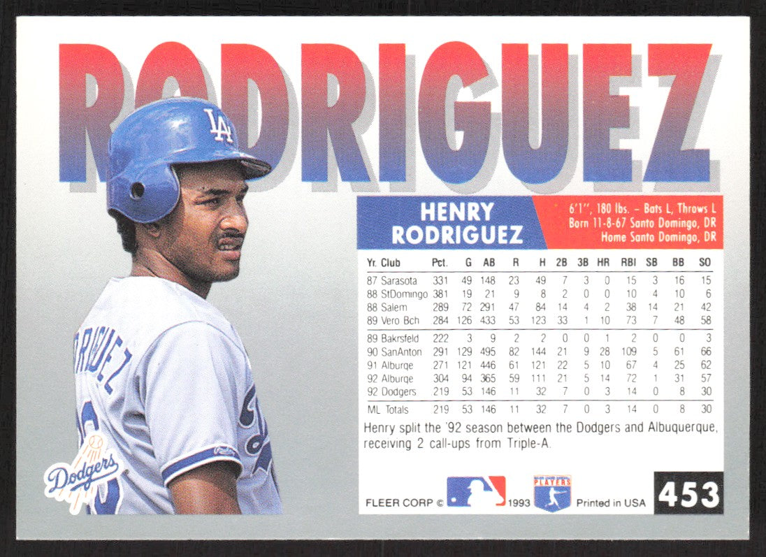 1993 Fleer 453 Henry Rodriguez