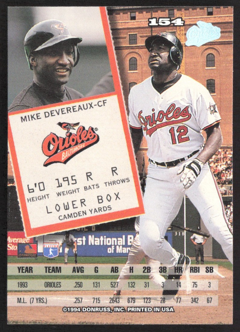 1994 Leaf 154 Mike Devereaux