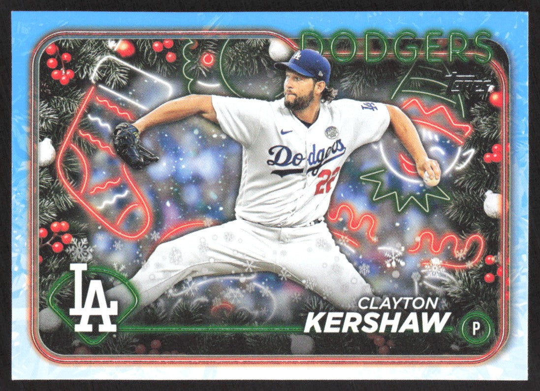 2024 Topps Holiday Blue Metallic H92 Clayton Kershaw