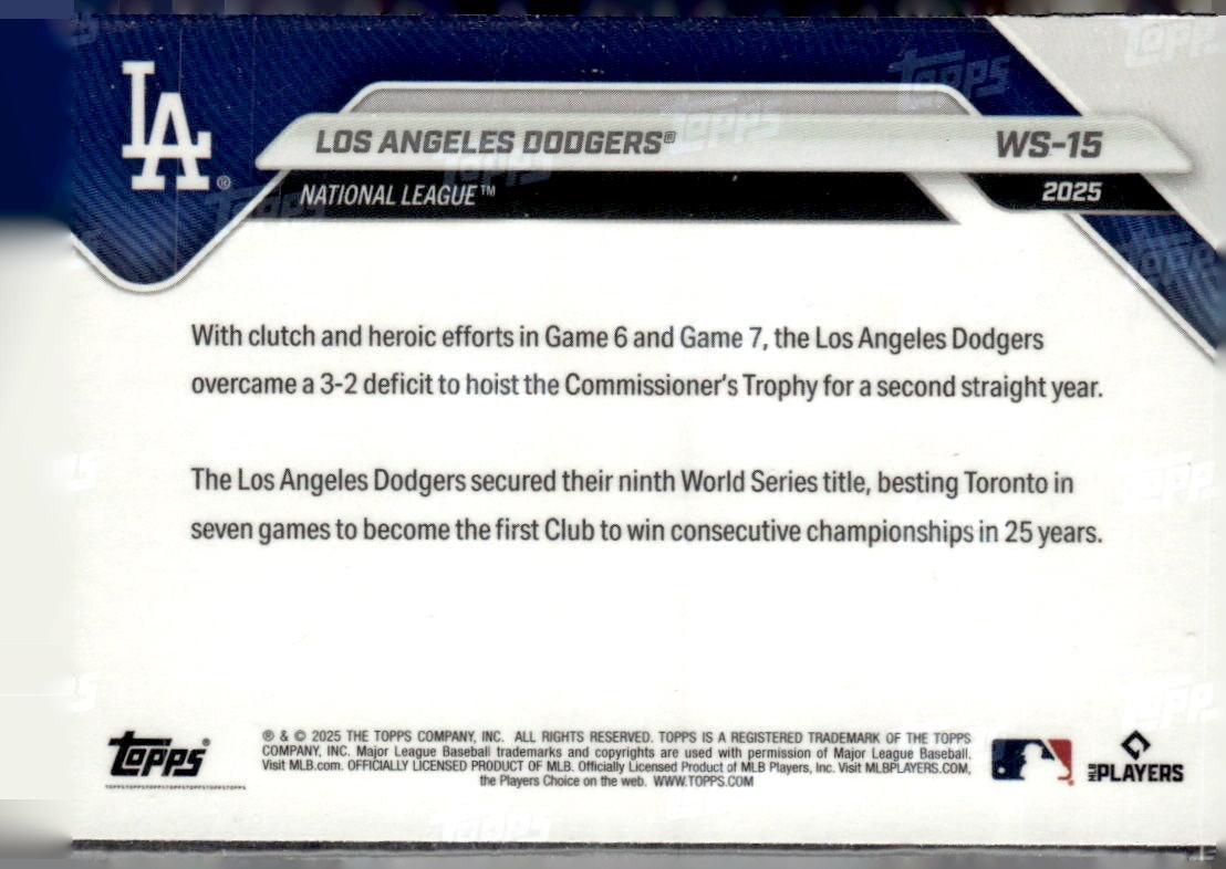 2025 Topps Now World Series Champions Los Angeles Dodgers #WS-15