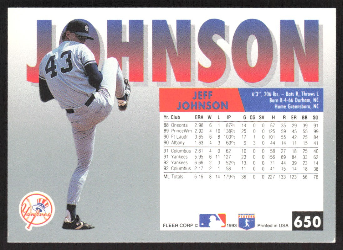 1993 Fleer 650 Jeff Johnson