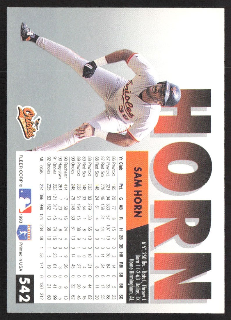 1993 Fleer 542 Sam Horn