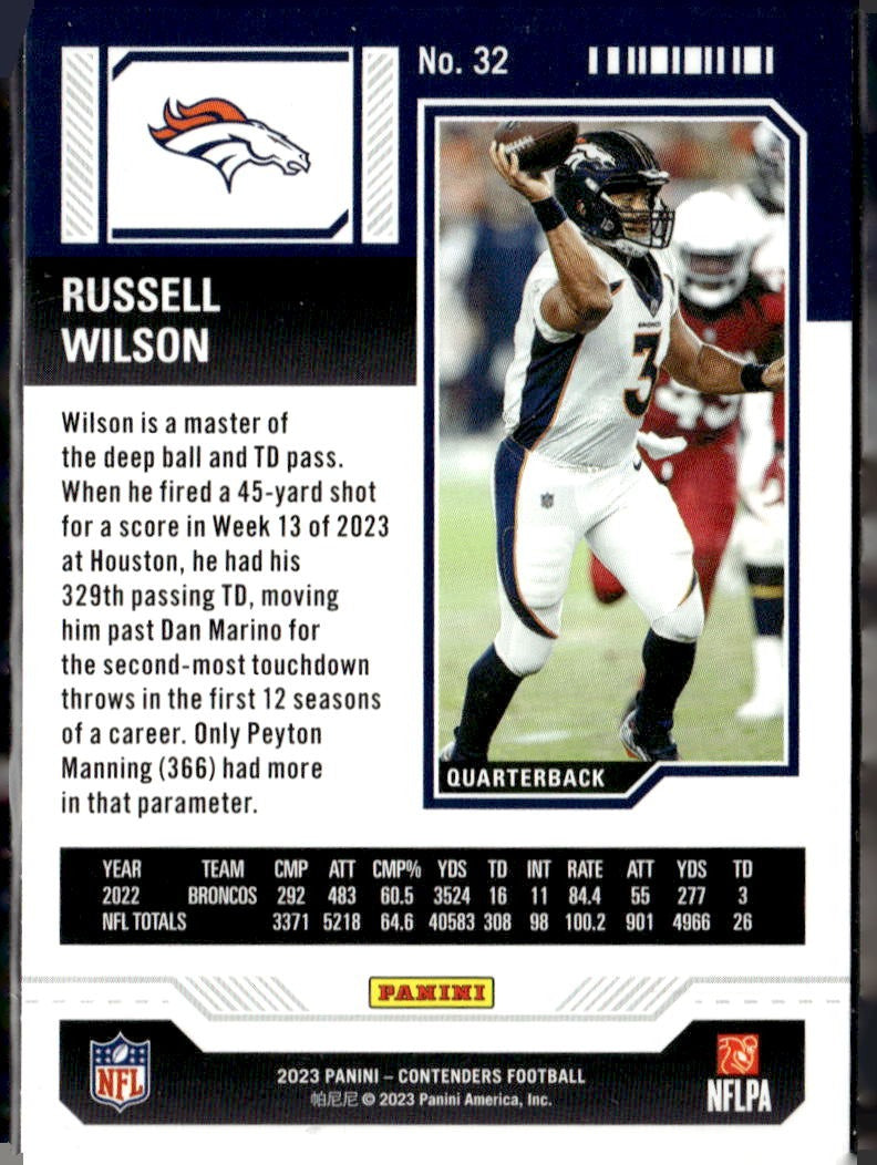 2023 Panini Contenders Russell Wilson Season Ticket Retail #32