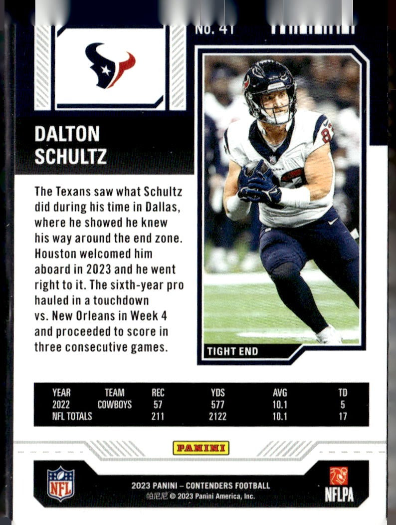 2023 Panini Contenders Dalton Schultz Game Ticket Bronze #41