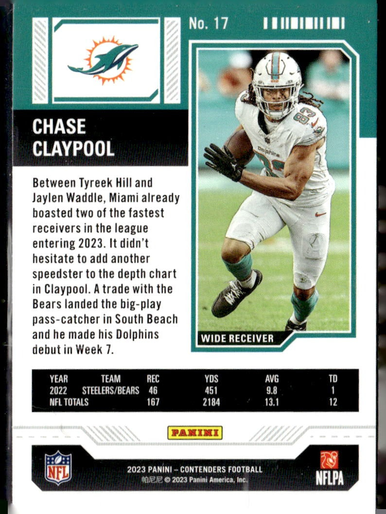 2023 Panini Contenders Chase Claypool Season Ticket Retail #17