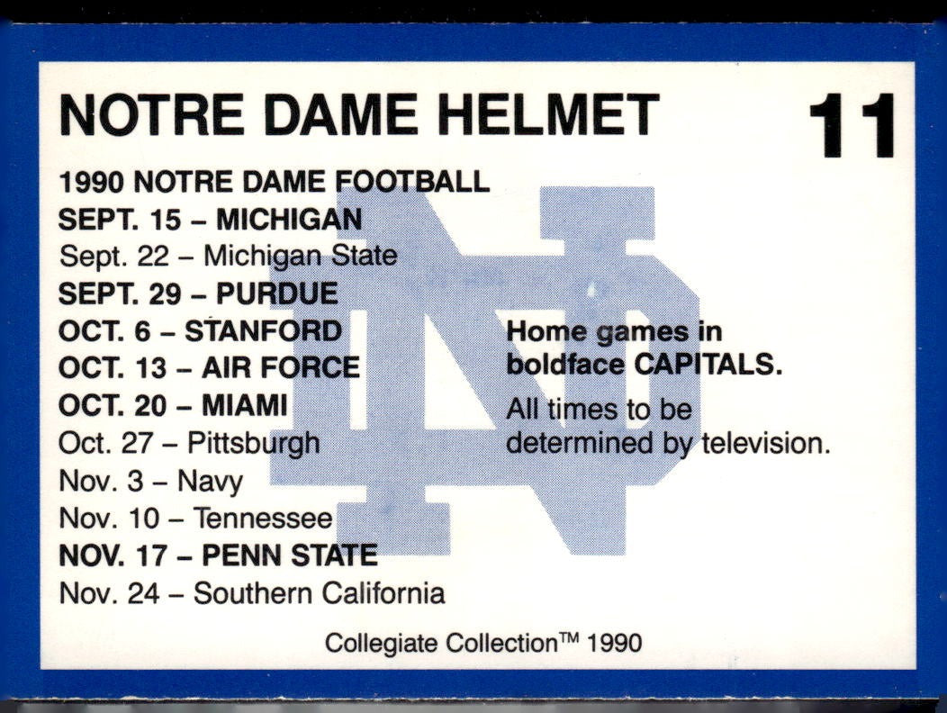 1990 Collegiate Collection Notre Dame Notre Dame Helmet #11