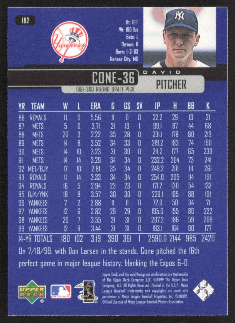2000 Upper Deck 182 David Cone